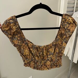 Rhythm Floral Crop Top in Brown and Blue